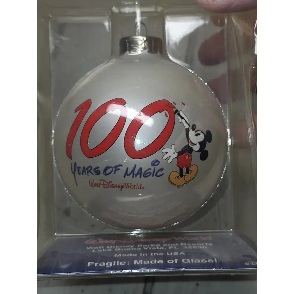Vtg 100 Years of Magic Glass Ornament Christmas Walt Disney World Mickey Mouse